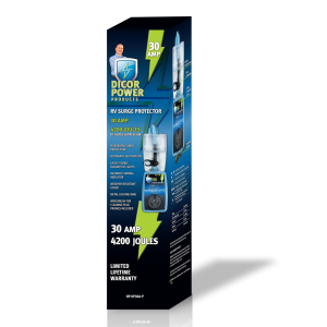 Dicor Corp Surge Protector, Protect from Damaging Low/ High Voltage Levels, 30 Amp, With Fault Indicator Light, Weather Resistant – DP-SP30A-P