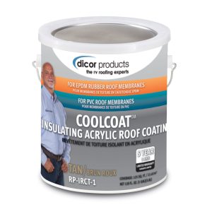 Dicor Corp Roof Coating, Coolcoat ™, Use with Dicor Cleaner/ Activator, For Ethylene Propylene Diene Terpolymer (epdm) Rubber Roof, Tan – RP-IRCT-1