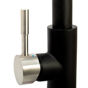 Dura Faucet Faucet, Used for Kitchen, Single Piece, Streamline Coil Spring Pull-Down Handle, Matte Black/ Satin Nickel – DF-MK504SLK-MBSN