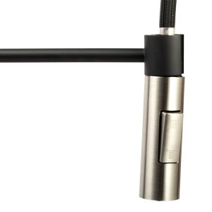 Dura Faucet Faucet, Used for Kitchen, Single Piece, Streamline Coil Spring Pull-Down Handle, Matte Black/ Satin Nickel – DF-MK504SLK-MBSN