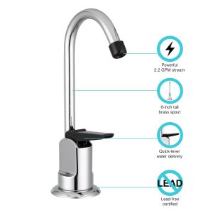 Dura Faucet Faucet, Used for Drinking Fountain, Single Piece Deck Mount, 6 Inch Hi-Arc Spout, Single Lever Handle, Chrome Plated – DF-DF350-CP