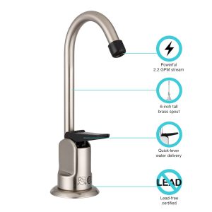 Dura Faucet Faucet, Used for Drinking Fountain, Single Piece Deck Mount, 6 Inch Hi-Arc Spout, Single Lever Handle – DF-DF350-SN