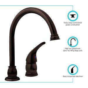 Dura Faucet Faucet, Designer Series, Used for Kitchen, Two Piece Deck Mount, 11 Inch Pedestal Gooseneck Designer Spout – DF-NMK301-VB
