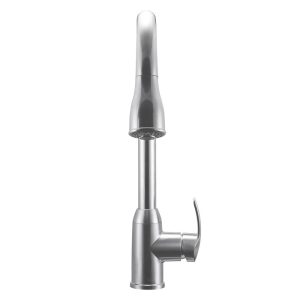 Dura Faucet Faucet, Used for Kitchen, 15 Inch Gooseneck Spout, Single Lever Pull-Down Handle, Brushed Satin Nickel Plated – DF-NMK508-SN