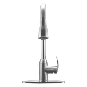 Dura Faucet Faucet, Used for Kitchen, 15 Inch Gooseneck Spout, Single Lever Pull-Down Handle, Brushed Satin Nickel Plated – DF-NMK508-SN