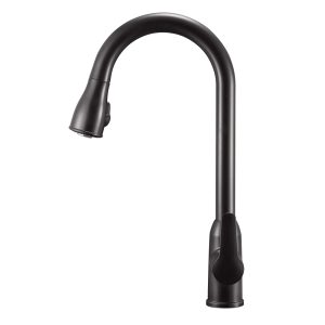 Dura Faucet Faucet, Used for Kitchen, 15 Inch Gooseneck Spout, Single Lever Pull-Down Handle, Venetian Bronze, 1-5/8 Inch Mounting Hole – DF-NMK508-VB