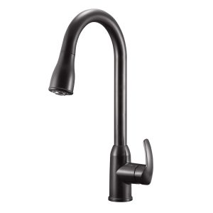 Dura Faucet Faucet, Used for Kitchen, 15 Inch Gooseneck Spout, Single Lever Pull-Down Handle, Venetian Bronze, 1-5/8 Inch Mounting Hole – DF-NMK508-VB