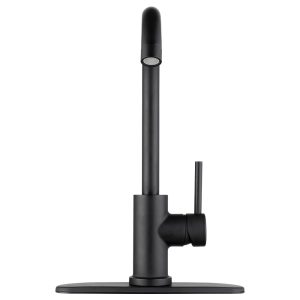 Dura Faucet Faucet, Used for Kitchen, Streamline Gooseneck, Matte Black, With Deck Plate – DF-NMK531-MB