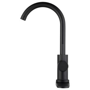 Dura Faucet Faucet, Used for Kitchen, Streamline Gooseneck, Matte Black, With Deck Plate – DF-NMK531-MB