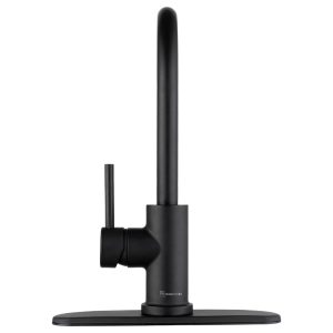 Dura Faucet Faucet, Used for Kitchen, Streamline Gooseneck, Matte Black, With Deck Plate – DF-NMK531-MB