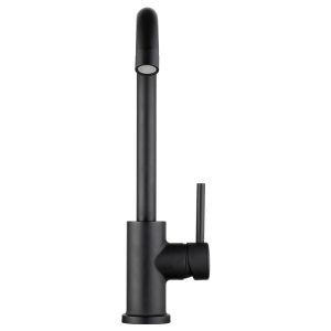 Dura Faucet Faucet, Used for Kitchen, Streamline Gooseneck, Matte Black, With Deck Plate – DF-NMK531-MB