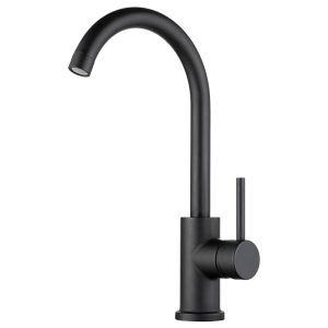 Dura Faucet Faucet, Used for Kitchen, Streamline Gooseneck, Matte Black, With Deck Plate – DF-NMK531-MB