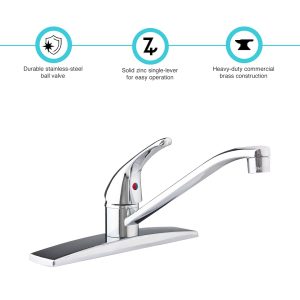 Dura Faucet Faucet, Used for Kitchen, Single Piece 8 Inch Deck Mount, D-Spout, Single Lever Handle, Chrome Plated/ Brass – DF-NMK600-CP