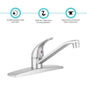 Dura Faucet Faucet, Used for Kitchen, Single Lever, Satin Nickel, Heavy Duty Metal Construction, Stainless Steel Ball Valve – DF-NMK600-SN