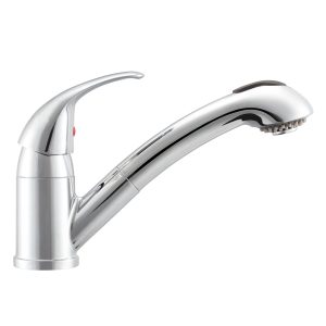 Dura Faucet Faucet, Used for Kitchen, Single Piece Deck Mount, Pull-Out Spout, Single Lever Handle, Chrome Plated, 1 Hole Application – DF-NMK852-CP