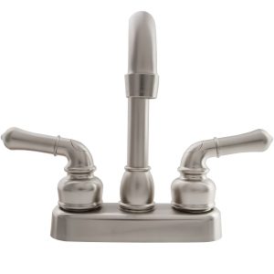 Dura Faucet Faucet, Classical Series, Used for Bar, Single Piece 4 Inch Bar Deck Mount, 6 Inch Hi-Arc Spout, 2 Teapot Classical Handle – DF-PB150C-SN