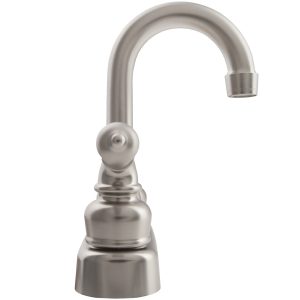 Dura Faucet Faucet, Classical Series, Used for Bar, Single Piece 4 Inch Bar Deck Mount, 6 Inch Hi-Arc Spout, 2 Teapot Classical Handle – DF-PB150C-SN
