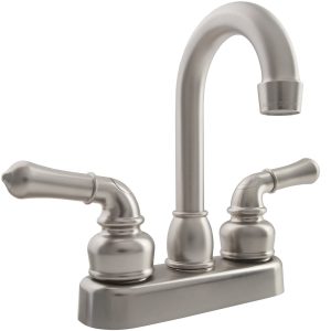 Dura Faucet Faucet, Classical Series, Used for Bar, Single Piece 4 Inch Bar Deck Mount, 6 Inch Hi-Arc Spout, 2 Teapot Classical Handle – DF-PB150C-SN