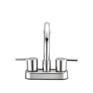 Dura Faucet Faucet, Used for Bar, Single Piece Deck Mount, Mid Arc Spout, Lever Type/ 2 Handle, Chrome/ Brass – DF-PB155M-CP