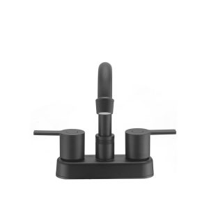 Dura Faucet Faucet, Used for Bar, Single Piece Deck Mount, Mid Arc Spout, Lever Type/ 2 Handle, Matte Black/ Brass – DF-PB155M-MB