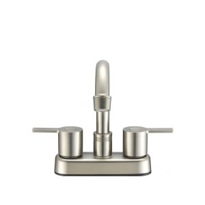 Dura Faucet Faucet, Used for Bar, Single Piece Deck Mount, Mid Arc Spout, Lever Type/ 2 Handle, Satin Nickle/ Brass – DF-PB155M-SN