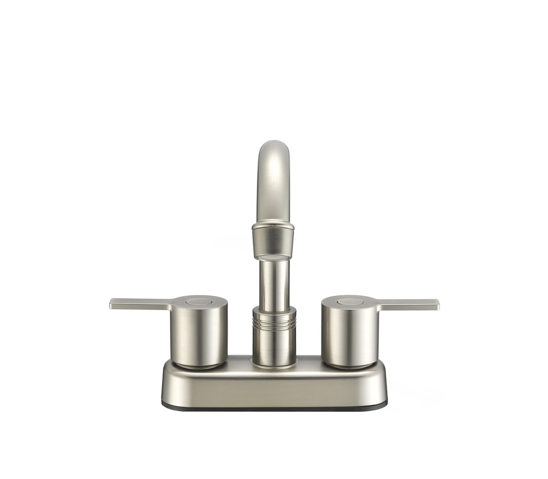 Dura Faucet Faucet, Used for Bar, Single Piece Deck Mount, Mid Arc Spout, Lever Type/ 2 Handle, Satin Nickle/ Brass – DF-PB155M-SN