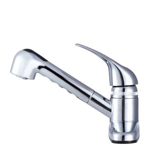 Dura Faucet Faucet, Used for Kitchen, Single Piece 8 Inch Deck Mount, Pull-Out Spout, Single Loop Lever Handle, Chrome Plated/ Plastic – DF-PK100-CP