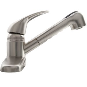 Dura Faucet Faucet, Used for Kitchen, Single Piece 8 Inch Deck Mount, Pull-Out Spout, Single Loop Lever Handle – DF-PK100-SN