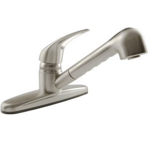 Dura Faucet Faucet, Used for Kitchen, Single Piece 8 Inch Deck Mount, Pull-Out Spout, Single Loop Lever Handle – DF-PK100-SN
