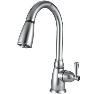 Dura Faucet Faucet, Used for Kitchen, Single Piece 8 Inch Deck Mount, 15 Inch Pull Down Spout, Single Lever Handle – DF-PK160-SN