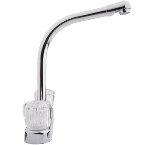 Dura Faucet Faucet, Used for Kitchen, Single Piece 8 Inch Deck Mount, 10 Inch Hi-Rise Spout, 2 Clear Crystal Acrylic Knob Handle – DF-PK210A-CP