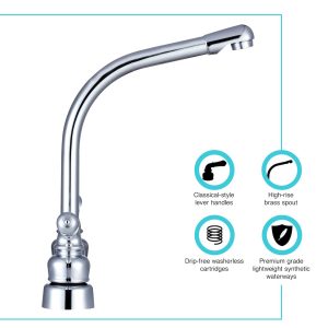 Dura Faucet Faucet, Classical Series, Used for Kitchen, Single Piece 8 Inch Deck Mount, 10 Inch Hi-Rise Classical Spout – DF-PK210C-CP