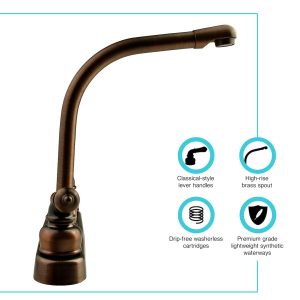 Dura Faucet Faucet, Classical Series, Used for Kitchen, Single Piece 8 Inch Deck Mount, 10 Inch Hi-Rise Classical Spout – DF-PK210C-ORB