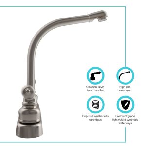 Dura Faucet Faucet, Classical Series, Used for Kitchen, Single Piece 8 Inch Deck Mount, 10 Inch Hi-Rise Classical Spout – DF-PK210C-SN