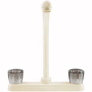 Dura Faucet Faucet, Used for Kitchen, Single Piece 8 Inch Deck Mount, 10 Inch Hi-Rise Spout, 2 Smoked Acrylic Knob Handle – DF-PK210S-BQ