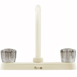 Dura Faucet Faucet, Used for Kitchen, Single Piece 8 Inch Deck Mount, 10 Inch Hi-Rise Spout, 2 Smoked Acrylic Knob Handle – DF-PK210S-BQ