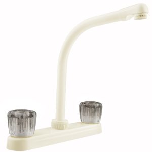 Dura Faucet Faucet, Used for Kitchen, Single Piece 8 Inch Deck Mount, 10 Inch Hi-Rise Spout, 2 Smoked Acrylic Knob Handle – DF-PK210S-BQ