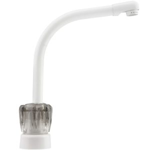 Dura Faucet Faucet, Used for Kitchen, Single Piece 8 Inch Deck Mount, 10 Inch Hi-Rise Spout, 2 Smoked Acrylic Knob Handle – DF-PK210S-WT