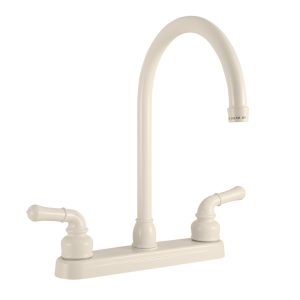 Dura Faucet Faucet, Used for Kitchen, Single Piece 8 Inch Deck Mount, 12 Inch J-Spout, 2 Teapot Classical Handle – DF-PK330HC-BQ
