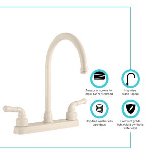 Dura Faucet Faucet, Used for Kitchen, Single Piece 8 Inch Deck Mount, 12 Inch J-Spout, 2 Teapot Classical Handle – DF-PK330HC-BQ