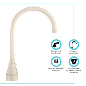 Dura Faucet Faucet, Used for Kitchen, Single Piece 8 Inch Deck Mount, 12 Inch J-Spout, 2 Teapot Classical Handle – DF-PK330HC-BQ