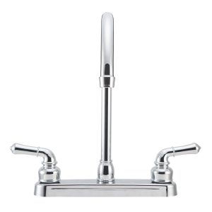 Dura Faucet Faucet, Used for Kitchen, Single Piece 8 Inch Deck Mount, 12 Inch J-Spout, 2 Teapot Classical Handle – DF-PK330HC-CP
