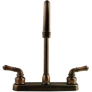 Dura Faucet Faucet, Used for Kitchen, Single Piece 8 Inch Deck Mount, 12 Inch J-Spout, 2 Teapot Classical Handle – DF-PK330HC-ORB