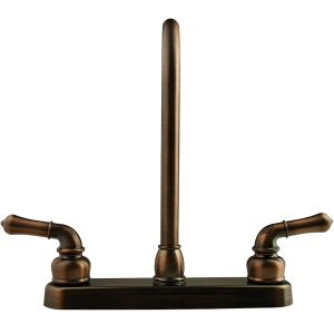Dura Faucet Faucet, Used for Kitchen, Single Piece 8 Inch Deck Mount, 12 Inch J-Spout, 2 Teapot Classical Handle – DF-PK330HC-ORB