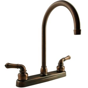 Dura Faucet Faucet, Used for Kitchen, Single Piece 8 Inch Deck Mount, 12 Inch J-Spout, 2 Teapot Classical Handle – DF-PK330HC-ORB