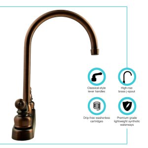 Dura Faucet Faucet, Used for Kitchen, Single Piece 8 Inch Deck Mount, 12 Inch J-Spout, 2 Teapot Classical Handle – DF-PK330HC-ORB