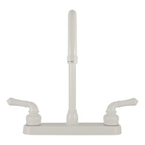 Dura Faucet Faucet, Used for Kitchen, Single Piece 8 Inch Deck Mount, 12 Inch J-Spout, 2 Teapot Classical Handle – DF-PK330HC-WT