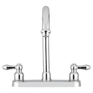 Dura Faucet Faucet, Used for Kitchen, Single Piece 8 Inch Deck Mount, 11-1/2 Inch Hi-Rise Spout, 2 Teapot Designer Handle – DF-PK340L-CP