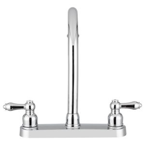 Dura Faucet Faucet, Used for Kitchen, Single Piece 8 Inch Deck Mount, 11-1/2 Inch Hi-Rise Spout, 2 Teapot Designer Handle – DF-PK340L-CP