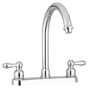 Dura Faucet Faucet, Used for Kitchen, Single Piece 8 Inch Deck Mount, 11-1/2 Inch Hi-Rise Spout, 2 Teapot Designer Handle – DF-PK340L-CP